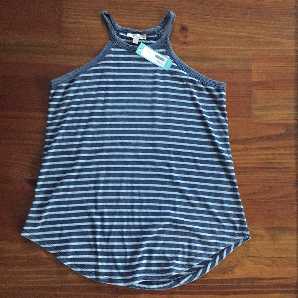 NWT Stitch Fix hi-neck tank top L navy stripe